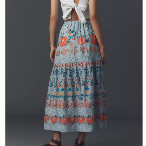 NWT Farm Rio FOR Anthropologie Tropical Delicacy Maxi Skirt SIZE L - Picture 2 of 7